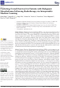 Cover page: Predicting Overall Survival for Patients with Malignant Mesothelioma Following Radiotherapy via Interpretable Machine Learning.