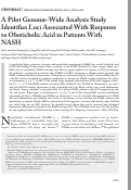 Cover page: A Pilot Genome‐Wide Analysis Study Identifies Loci Associated With Response to Obeticholic Acid in Patients With NASH