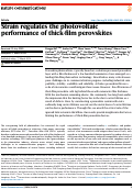 Cover page: Strain regulates the photovoltaic performance of thick-film perovskites.