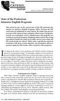 Cover page: State of the Profession: Intensive English Programs