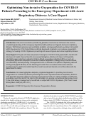 Cover page: Optimizing Non-invasive Oxygenation for COVID-19 Patients Presenting to the Emergency Department with Acute Respiratory Distress: A Case Report