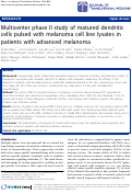 Cover page: Multicenter phase II study of matured dendritic cells pulsed with melanoma cell line lysates in patients with advanced melanoma