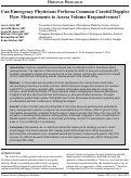 Cover page: Can Emergency Physicians Perform Common Carotid Doppler Flow Measurements to Assess Volume Responsiveness?