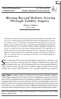 Cover page: Moving Beyond Holistic Scoring through Validity Inquiry