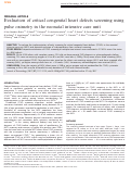 Cover page: Evaluation of critical congenital heart defects screening using pulse oximetry in the neonatal intensive care unit