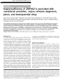 Cover page: Haploinsufficiency of ZNF462 is associated with craniofacial anomalies, corpus callosum dysgenesis, ptosis, and developmental delay