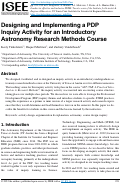 Cover page of Designing and Implementing a PDP Inquiry Activity for an Introductory Astronomy Research Methods Course