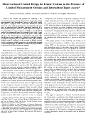 Cover page: Observer-Based Control Design for Linear Systems in the Presence of Limited Measurement Streams and Intermittent Input Access