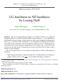 Cover page: UG-Hardness to NP-Hardness by Losing Half