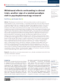 Cover page: Withdrawal effects confounding in clinical trials: another sign of a needed paradigm shift in psychopharmacology research