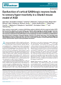 Cover page: Dysfunction of cortical GABAergic neurons leads to sensory hyper-reactivity in a Shank3 mouse model of ASD