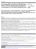 Cover page: Promoting Whole Health and Well-Being at Home: Veteran and Provider Perspectives on the Impact of Tele-Whole Health Services.