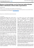 Cover page: Barriers to dermatologic care for American Indian/Alaskan Native individuals at urban Indian organizations