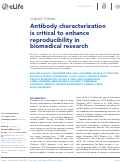 Cover page: Antibody characterization is critical to enhance reproducibility in biomedical research.