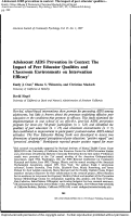 Cover page: Adolescent AIDS Prevention in Context: The Impact of Peer Educator Qualities and Classroom Environments on Intervention Efficacy