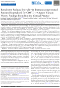 Cover page: Remdesivir Reduced Mortality in Immunocompromised Patients Hospitalized for COVID-19 Across Variant Waves: Findings From Routine Clinical Practice.