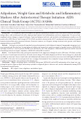 Cover page: Adipokines, Weight Gain and Metabolic and Inflammatory Markers After Antiretroviral Therapy Initiation: AIDS Clinical Trials Group (ACTG) A5260s.