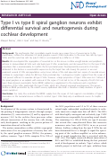 Cover page: Type I vs type II spiral ganglion neurons exhibit differential survival and neuritogenesis during cochlear development