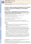 Cover page: Decrease in Urinary Incontinence Management Costs in Women Enrolled in a Clinical Trial of Weight Loss to Treat Urinary Incontinence