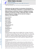 Cover page: Challenges and opportunities for early phase clinical trials of novel drug-radiotherapy combinations: recommendations from NRG Oncology, the American Society for Radiation Oncology (ASTRO), the American College of Radiology (ACR), the Sarah Cannon Research Institute, and the American College of Radiation Oncology (ACRO).