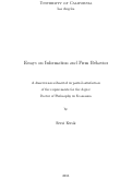 Cover page: Essays on Information and Firm Behavior