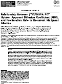 Cover page: Relationship Between [<sup>18</sup>F]FDOPA PET Uptake, Apparent Diffusion Coefficient (ADC), and Proliferation Rate in Recurrent Malignant Gliomas