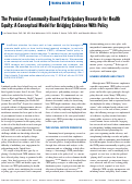 Cover page: The promise of community-based participatory research for health equity: a conceptual model for bridging evidence with policy.