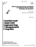 Cover page: MEASUREMENT REQUIREMENTS AND METHODS FOR GEOTHERMAL RESERVOIR SYSTEM PARAMETERS (AN APPRAISAL)