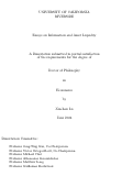 Cover page of Essays on Information and Asset Liquidity