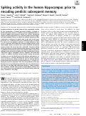 Cover page: Spiking activity in the human hippocampus prior to encoding predicts subsequent memory