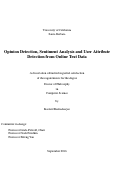 Cover page: Opinion Detection, Sentiment Analysis and User Attribute Detection from Online Text Data