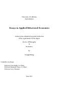 Cover page: Essays in Applied Behavioral Economics
