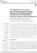 Cover page: The Staphylococcus aureus Two-Component System AgrAC Displays Four Distinct Genomic Arrangements That Delineate Genomic Virulence Factor Signatures