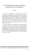 Cover page: Is the Political Question Doctrine Jurisdictional or Prudential?