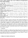 Cover page: Building codes, green certification and implementation issues, market challenges