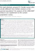 Cover page: Are quit attempts among U.S. female nurses who smoke different from female smokers in the general population? An analysis of the 2006/2007 Tobacco Use Supplement to the Current Population Survey
