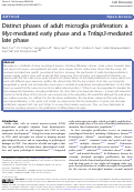 Cover page: Distinct phases of adult microglia proliferation: a Myc-mediated early phase and a Tnfaip3-mediated late phase.