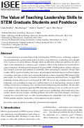 Cover page of The Value of Teaching Leadership Skills to STEM Graduate Students and Postdocs