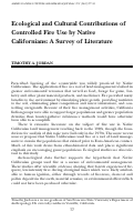 Cover page: Ecological and Cultural Contributions of Controlled Fire Use by Native Californians: A Survey of Literature