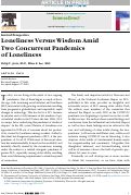 Cover page: Loneliness Versus Wisdom Amid Two Concurrent Pandemics of Loneliness