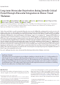 Cover page: Long-term Monocular Deprivation during Juvenile Critical Period Disrupts Binocular Integration in Mouse Visual Thalamus.