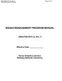 Cover page: ISSUES MANAGEMENT PROGRAM MANUAL