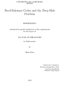 Cover page: Reed-Solomon Codes and the Deep Hole Problem