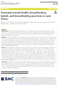 Cover page: Postnatal mental health, breastfeeding beliefs, and breastfeeding practices in rural China.