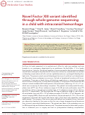 Cover page: Novel Factor XIII variant identified through whole-genome sequencing in a child with intracranial hemorrhage