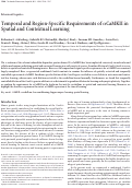 Cover page: Temporal and Region-Specific Requirements of αCaMKII in Spatial and Contextual Learning