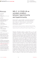 Cover page: MIS-C: A COVID-19-as sociated condition between hypoimmunity and hyperimmunity.