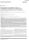 Cover page of Eating Disorders and Parkinson's Disease-1: Comorbidities, Neurobiology, and Family History.