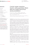 Cover page: Cortical oxygen extraction fraction using quantitative BOLD MRI and cerebral blood flow during vasodilation