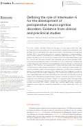 Cover page: Defining the role of Interleukin-6 for the development of perioperative neurocognitive disorders: Evidence from clinical and preclinical studies